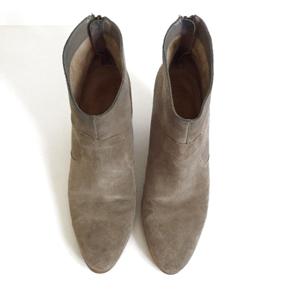 Tesori Gray Suede Ankle Boots Stacked Heel 10M - Picture 6 of 7